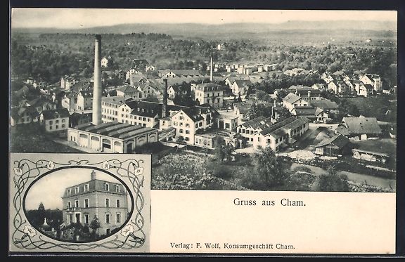 Ansichtskarten: Cham, Gasthaus, Ortspanorama mit Schorns – Gebraucht aus Berlin von bartko-reher