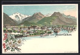 Litho Interlaken, Eisenbahn am Stadtrand