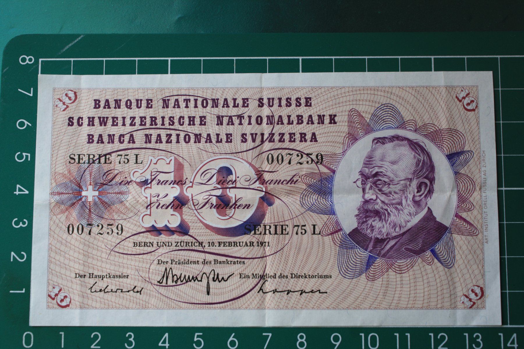 Banconote: gottfried keller banknote 10 franken 1971 – Usato da Laupen BE venduto da Gufi57