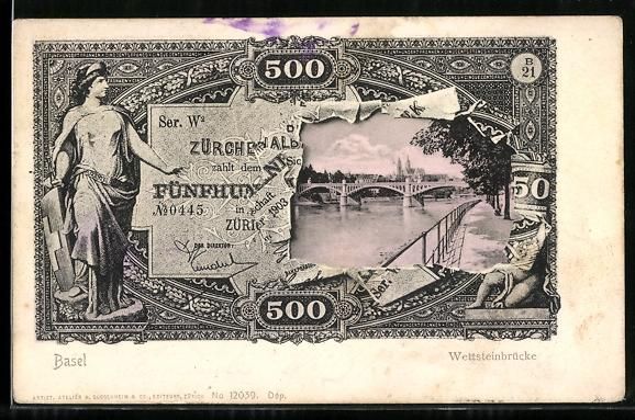 Cartoline postali: Basel, Blick auf die Wettsteinbrücke in – Usato da Berlin venduto da bartko-reher