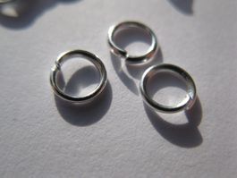 100 Spaltringe, Binderinge versilbert 6 x 0,6mm