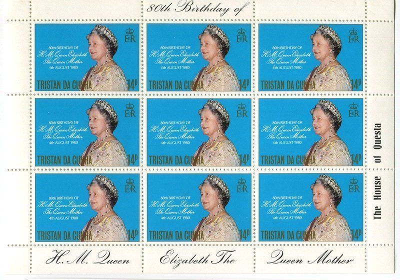 Tutti i francobolli: Block "Queen Mum". Tristan da Cunha. – Nuovo e nell'imballaggio originale da Basel venduto da Butsch5