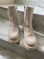 Beige Leder-Boots / Stiefeletten  Grösse 37