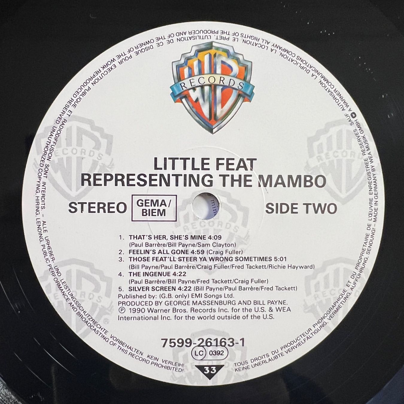 Vinyles: Little Feat - Representing The Mambo / 1. EU-Press. 1990 TOP – D'occasion à Gais par soundcave57 4