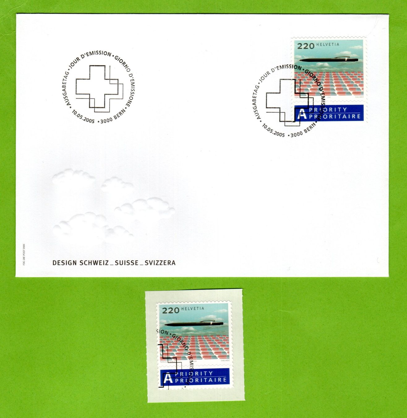 Tutti i francobolli: 2005 FDC Designklassiker "Fixpencil" + Einzelmarke – Usato da Stein am Rhein venduto da Huehnerhund