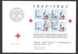 FDC W40 Block 100 Jahre Rotes Kreuz ET Bern 21.3.1963