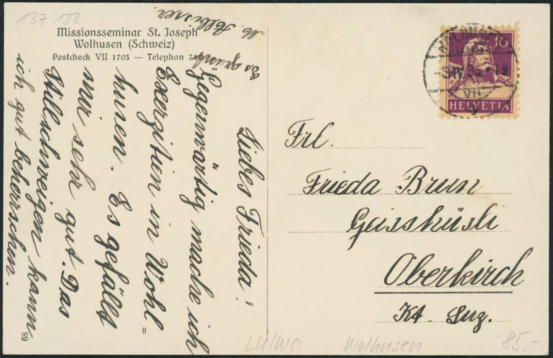 Cartoline postali: LU Wolhusen – Usato da Schindellegi venduto da leecollect 1