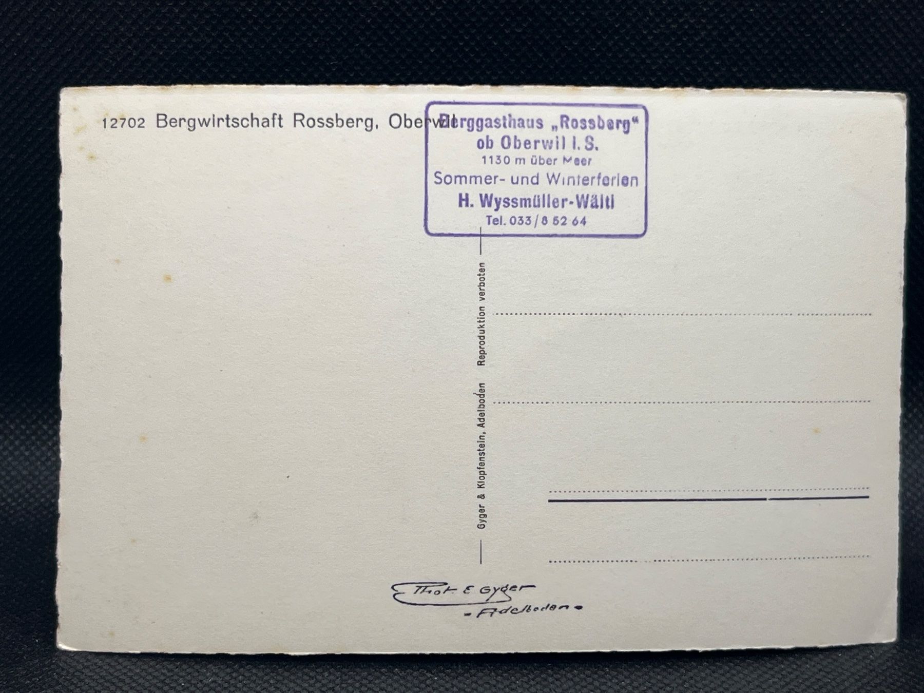 Cartoline postali: Bergwirtschaft Rossberg, Oberwil im Simmental – Usato da Widnau venduto da Brusi9 1