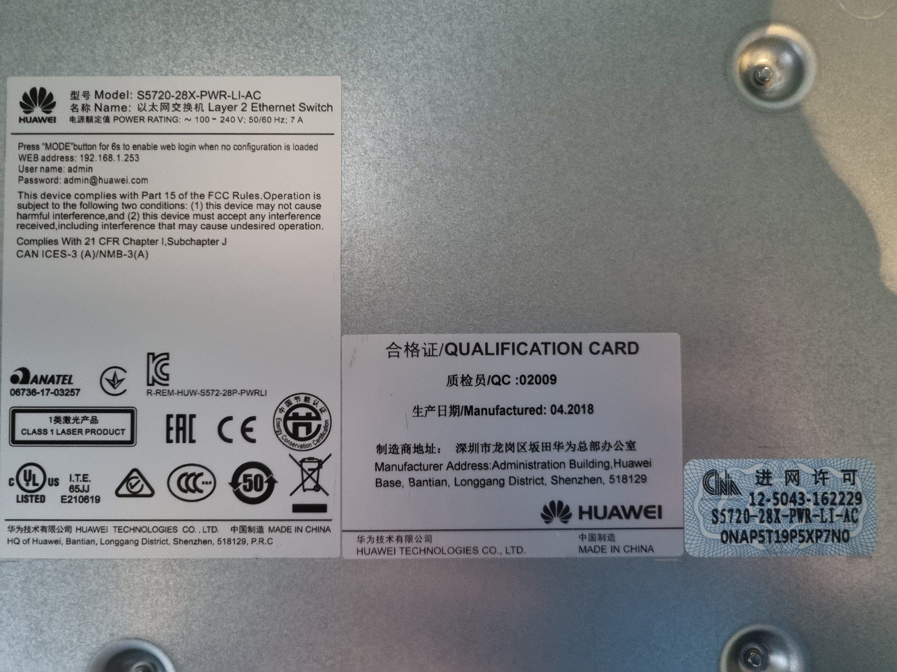 Hub & Switch: huawei switch s5720-28x-pwr-li-ac – Usato da Nottwil venduto da salesman2013 2