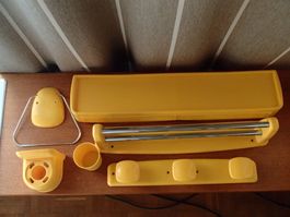 Vintage 6 teiliges gelbes  Plastik Badzimmer Set 70er Jahre