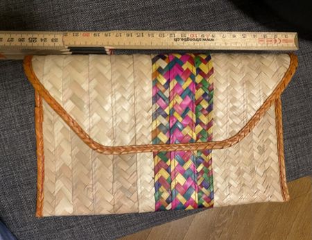 Handmade palm leaf envelope clutch from Mexico