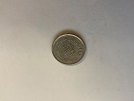Pièce de monnaie Singapour 10 Cents 1969 hippocampe