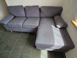 Ecksofa Stoff grau guter Zustand 210x143cm