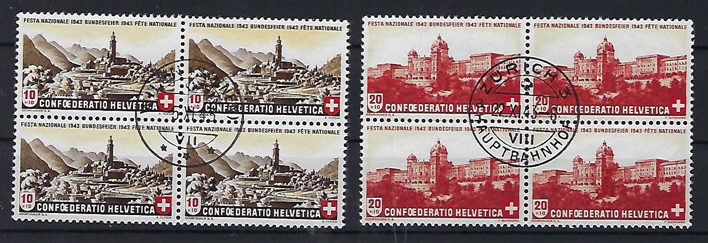 Tutti i francobolli: 1943  Pro Patria Viererblocks gestempelt    15439 – Usato da Lunden venduto da Animus999