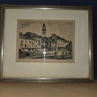 Radierung Ascona gerahmt signiert guter Zustand 20x16 cm 