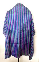 Hochwertiger Seidenstoff–Gestreift Magenta/Grün/Blau 1X1,1 m