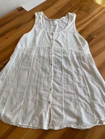 NILE berzauberndes Tunika Top ärmellos weiss Seide Gr. XL