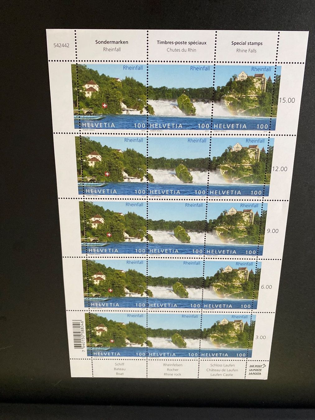 Tutti i francobolli: 2015 Kleinbogen ** Rheinfall ZN 1540 - 1542   postfrisch – Nuovo (secondo la descrizione) da Niederrohrdorf venduto da leni29