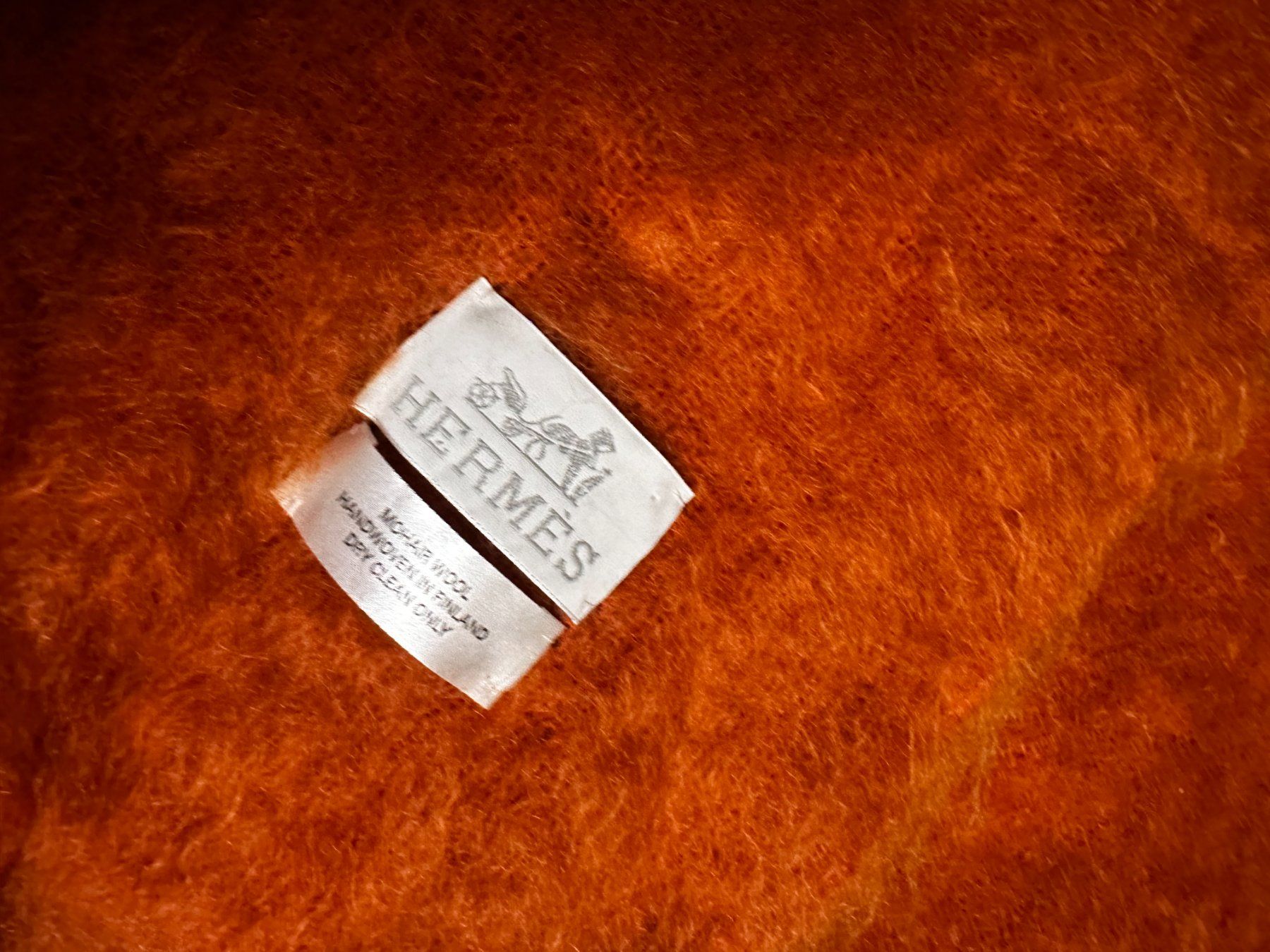 Hermès Coperte: Hermès Mohair Wool Orange - Hand Knitted - Large Throw Blank – Nuovo (secondo la descrizione) da Lugano venduto da LudovicoSwiss 3