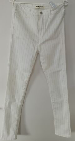 Tally Weijl White Pinstripe trousers - Size 40.