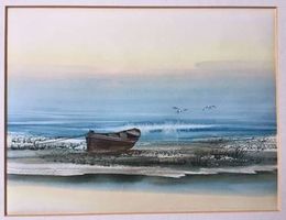 Boon Lean aquarelle bord de mer aux mouettes