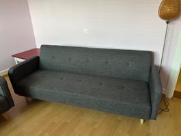 2 Schlafsofa dunkelgrau Stoff