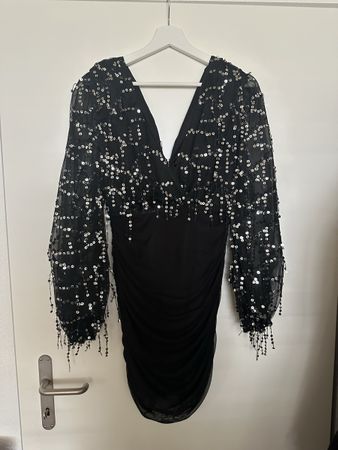 Schwarzes Partykleid mit Pailletten, Grösse 38, neuwertig