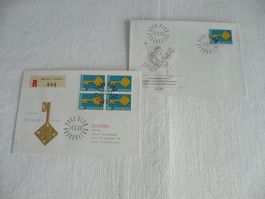 1968 2 FDC Europamarke Einzelmarke & 4er-Block SBK 456