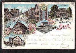 Lithographie : Gruss aus Baar ZG , gel. 1903