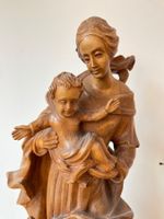 Madonna mit Kind Holzfigur Handgemachte Skulptur H 47 Cm