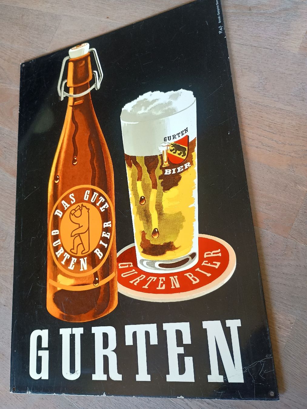 Gurten Bier Insegne: Vintage Gurten Bier Blechschild  – Usato da Kirchlindach venduto da Chantalone 4
