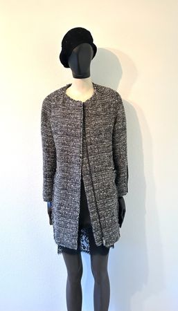 Zara Studio Tweedkurzmantel, Gr  M(40), Grau/schwarz/ecru