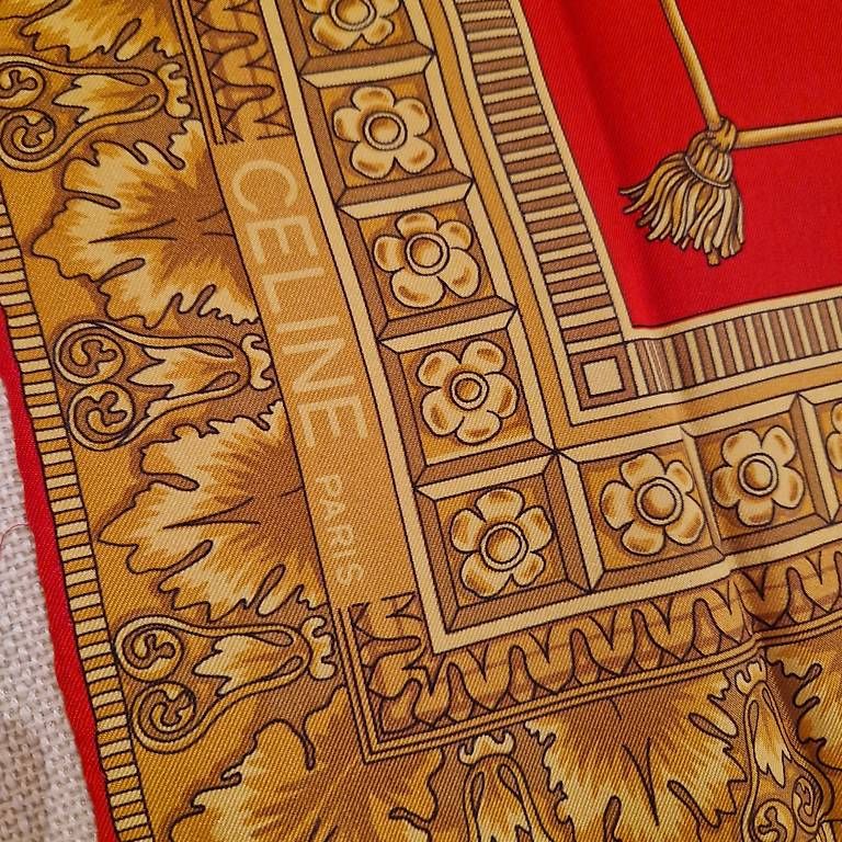 Foulard Long En Soie – 150x40 – Made In France – Motif Ocre – Marque Magug D'Helvie