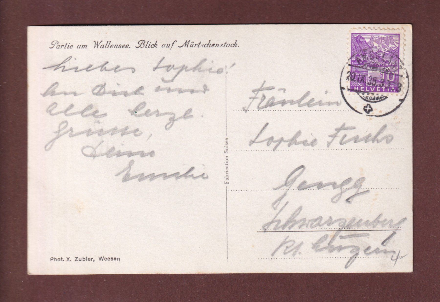 Ansichtskarten: Partie am WALENSEE - 1935 – Gebraucht aus Pully von nicecards-shop 1