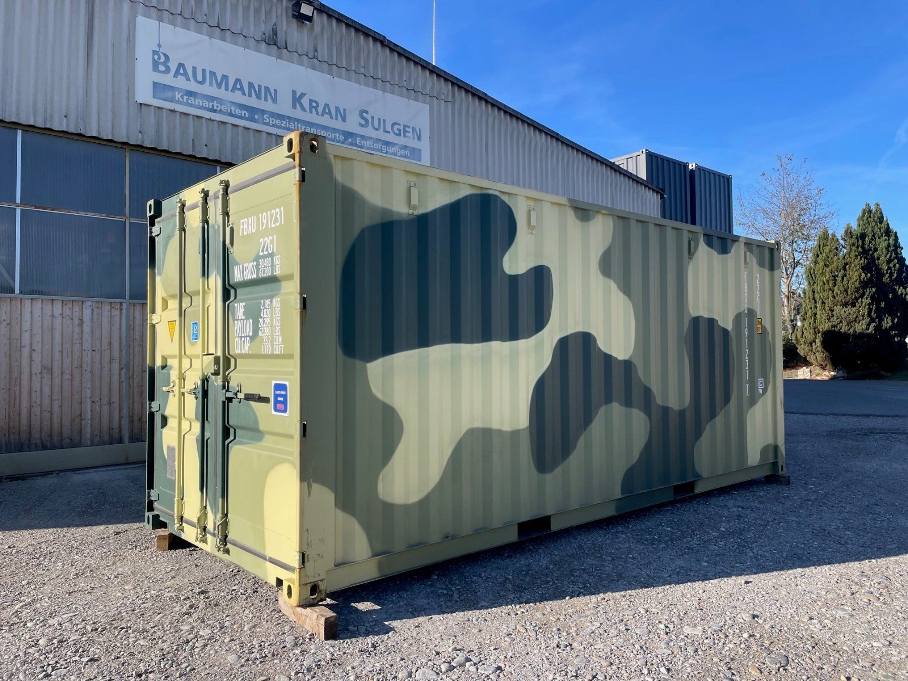 Baucontainer: 20' Seecontainer Army, Container, Lager, Garage, Armee! – Neu (gemäss Beschreibung) aus Kradolf von BKSAG