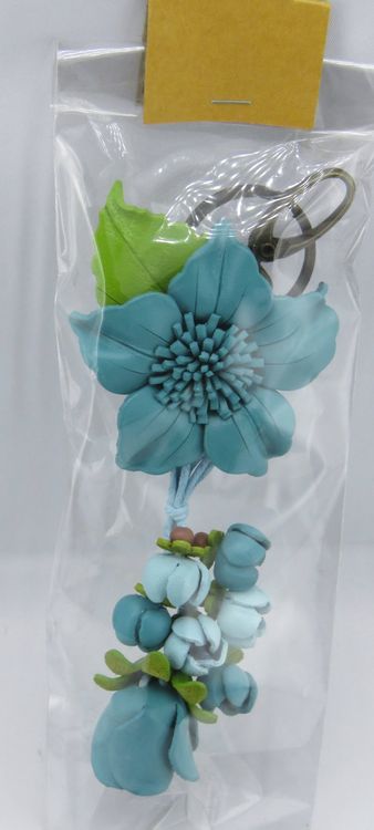 Ariyas Thaishop Blumen-Anhänger Aus Echtem Leder – Handgefertigter Schlüssel- Oder Taschenanhänger, Ca. 16 Cm Lang