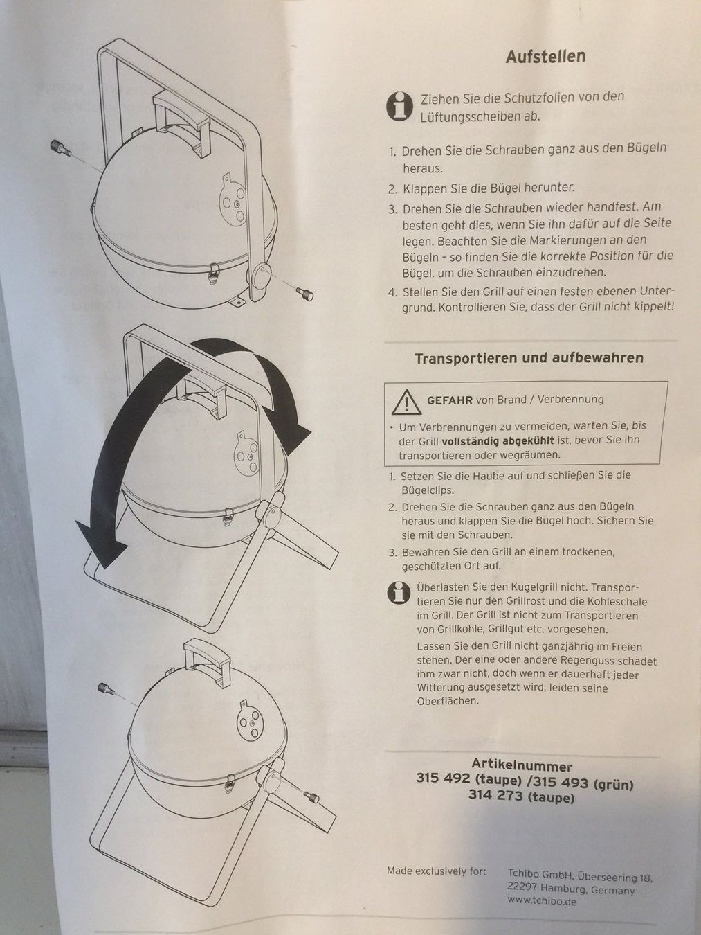 Griglie: Kugelgrill- Barbecue Tschibo- Neu! – Nuovo e nell'imballaggio originale da Bolligen venduto da Astrophysiker06 6