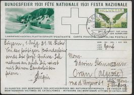1931 BILD-BF Flug Karte 53IIc o 1.VIII. Genf-Algerien ab 1.-
