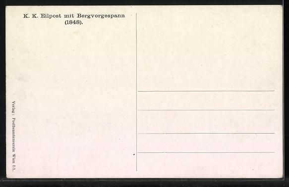 Cartoline postali: K. K. Eilpost mit Bergvorgespann, Postku – Usato da Berlin venduto da bartko-reher 1