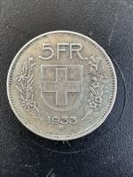 5 Franken 1933 Münze leichte Gebrauchsspuren