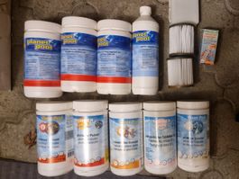 Pool-Chemie Set, Filter, pH-Plus, pH-Minus, Chlor Granulat