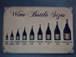 Plaque en métal vintage oldtimer Wine bottle Size