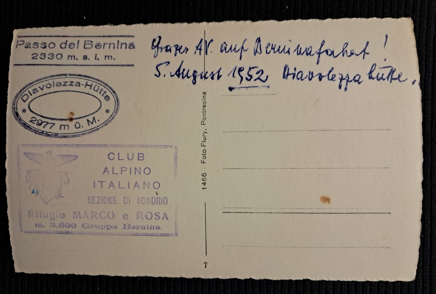 Ansichtskarten: DIAVOLEZZAHUTTE 1952 - PALU – Gebraucht aus Ponto Valentino von giorgia06 1
