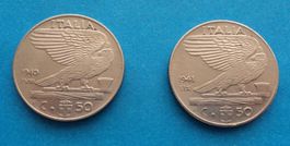 Italien: 50 Lire 1940 und 1941, Vittorio Emanuele III, SS-VZ