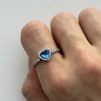Silber 925 Blue Zirconia Herz Ring