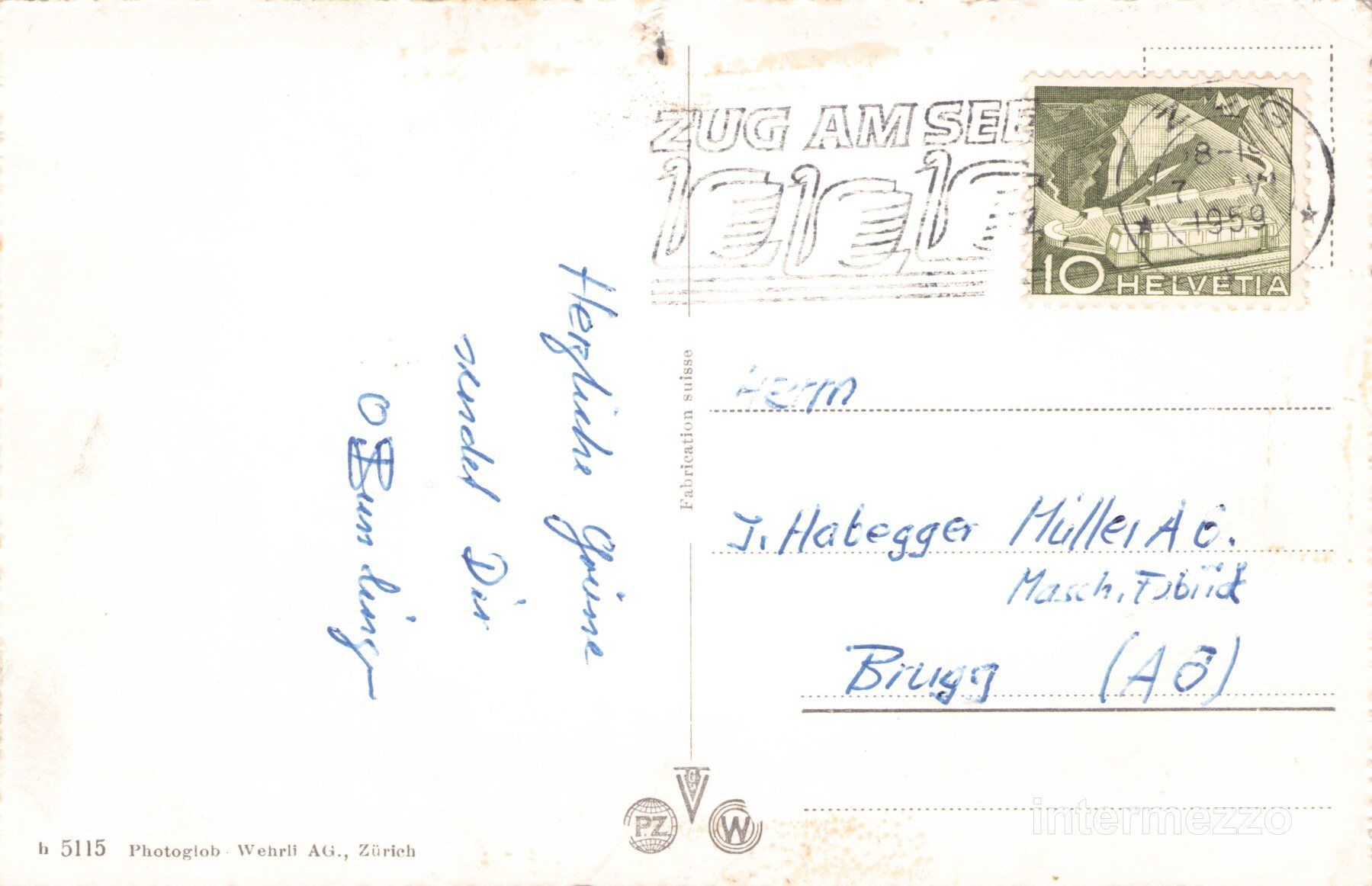 Cartoline postali: Zug // 1959 Segelboot // Sommer – Usato da Basel venduto da intermezzo12 1