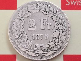 2 Franken 1875 -ss, nur 0,982 Mio!