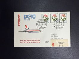 Swissair Erstflugbrief Zürich-New York 1973