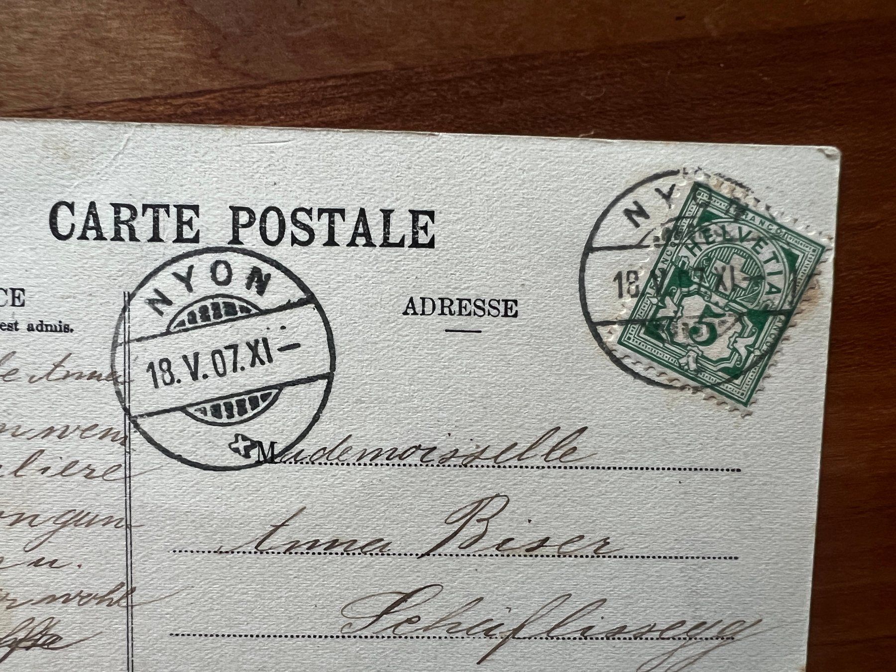 Cartoline postali: AK 1907 Nyon    (G2584) – Usato da Hinwil venduto da Sidi4 1