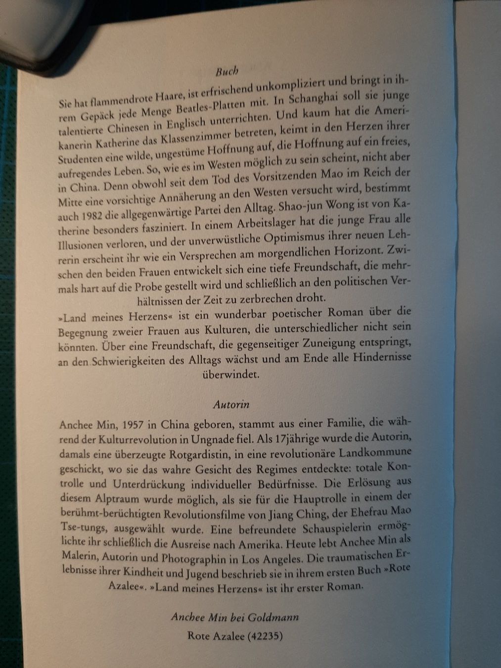 Libri: Anchee Min: Land meines Herzens – Usato da Basel venduto da kouki51 2